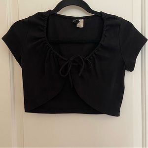 H&M Black Tie-Front Crop Top, Size Small